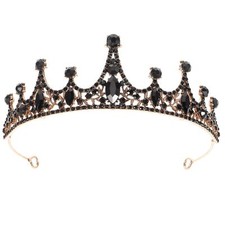 Black Crown for Women Baroque Queen Crown Wedding Bridal Tiara Black Rhinesto...