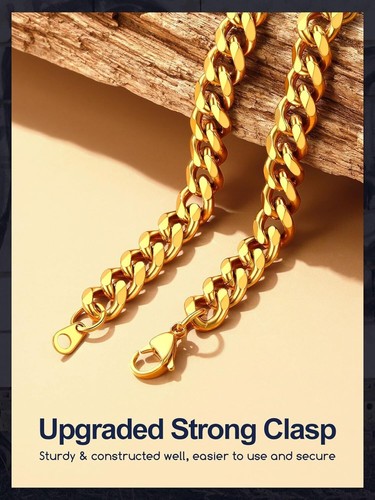 Sturdy Black Plated Cuban Chain Necklace - 3mm to 12mm Widths, Lobster Clasp - Picture 5 of 11