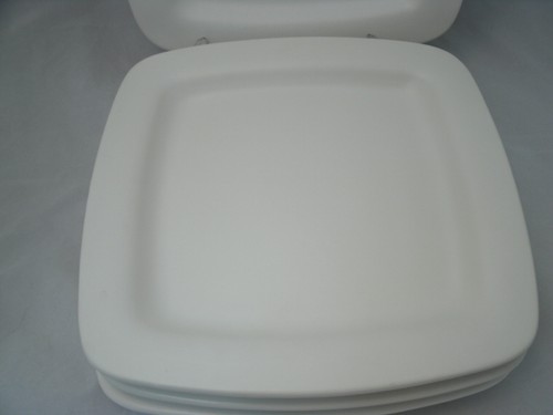 Bizzirri Set of 4-7 7/8" All White Square Salad Dessert Plates Heavy Italy ec 1 - Picture 2 of 3