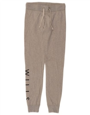 Jack Wills Womens Graphic Tracksuit Trousers Joggers UK 6 XS Grey Cotton VJ25