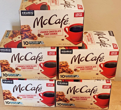 Keurig McCafe K Cups Coffee Pods Loaded Chocolate Chip Cookie 5 boxes 7/16/26