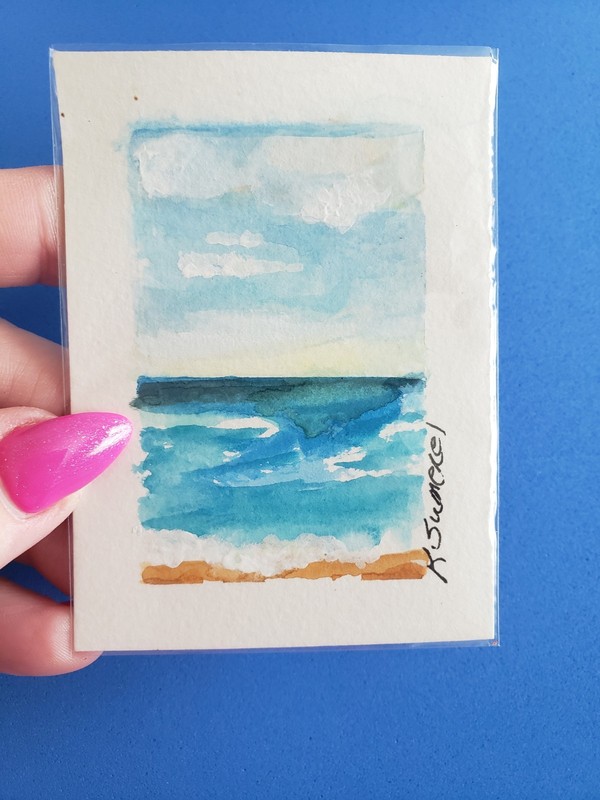 ACEO Original Watercolor Ocean Art