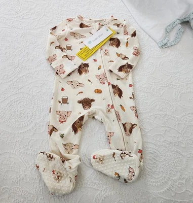 NWT ANGEL DEAR 6/9 MONTHS FARM ANIMALS SLEEPER PAJAMAS - Image 1 of 3