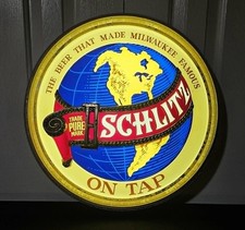 Illuminated 1977 Schlitz Beer 3D Advertising Sign - 18.5" Diameter
