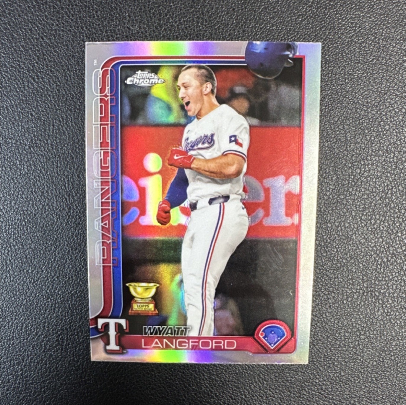 Topps Chrome Refractor Wyatt Langford #68 Texas Rangers Baseball Card 2025