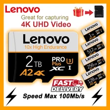 Lenovo 2TB V30 Micro SD Card 2TB 150MB/s U3 A2 TF Memory Card 4K Drone PC Mac