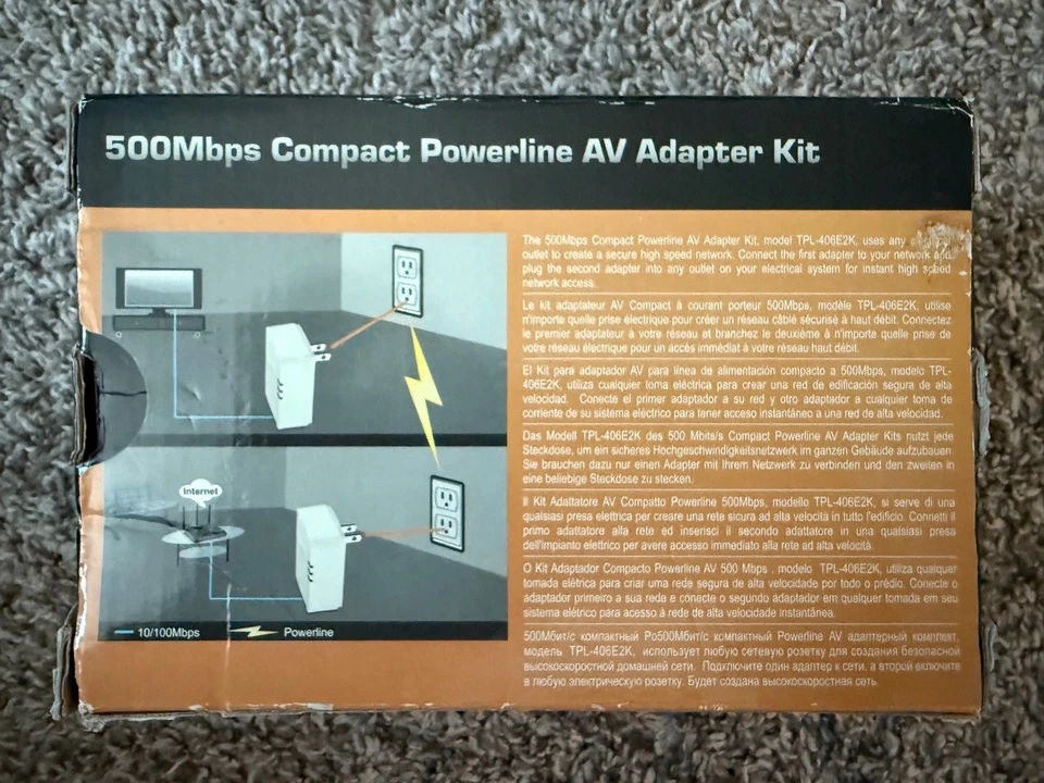 Kit adaptador AV Powerline compacto TRENDnet 500 Mbps TPL-406E2K Foto 2 de 3