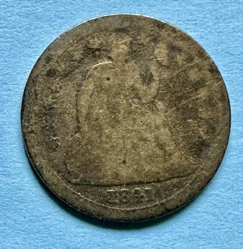 1841 Liberty Seated Dime. 90% Silver. Good Condition. Charity Auction.