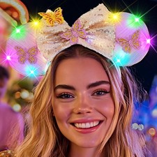 Light Up Mouse Ears Headband Glowing Bow Costume Hair Accessories For Women