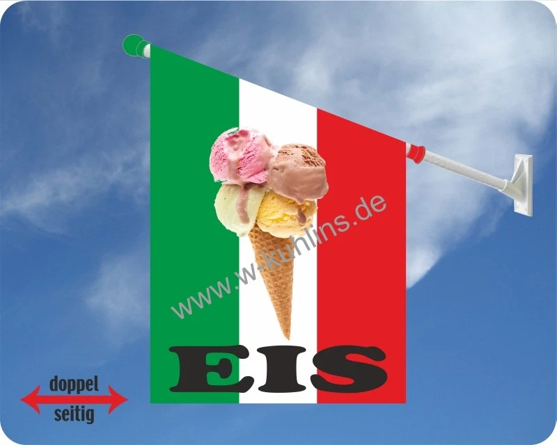 Flagge, Eis, Softeis, Eisdiele,Speiseeis,Eisbecher,Eiswaffel,Eisfahne,Werbefahne - Bild 1 von 1