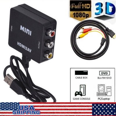 1080P HDMI Male to 3 RCA S-video AV Audio Cable Cord Adapter for TV HDTV DVD US