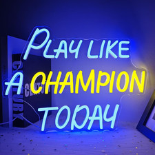 Champion Play Neon Sign - LED Wall Decor for Football Enthusiasts