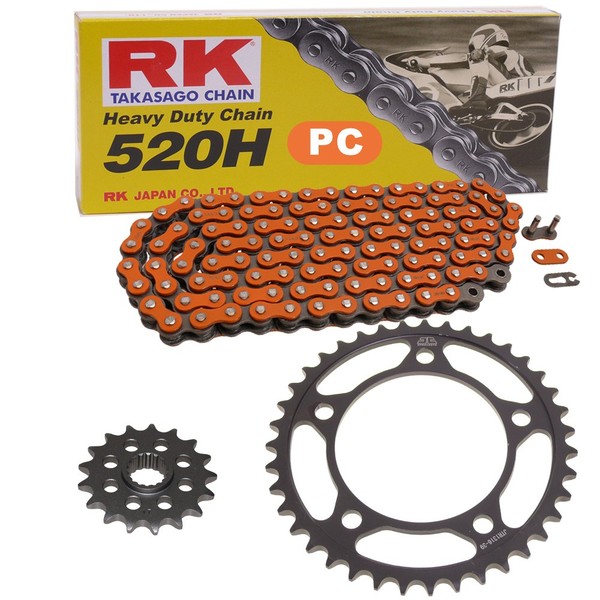 Kettensatz Honda NSR 125 96-03 Kette RK PC 520 H 108 Offen Orange 14/35-image
