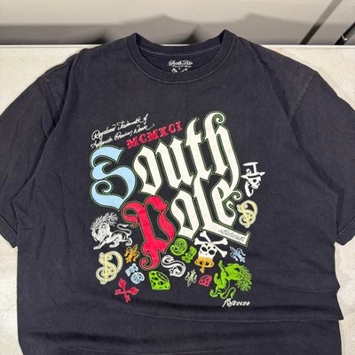 Y2K Southpole Crossbone Grunge T-Shirt Black Mens XLarge Vintage