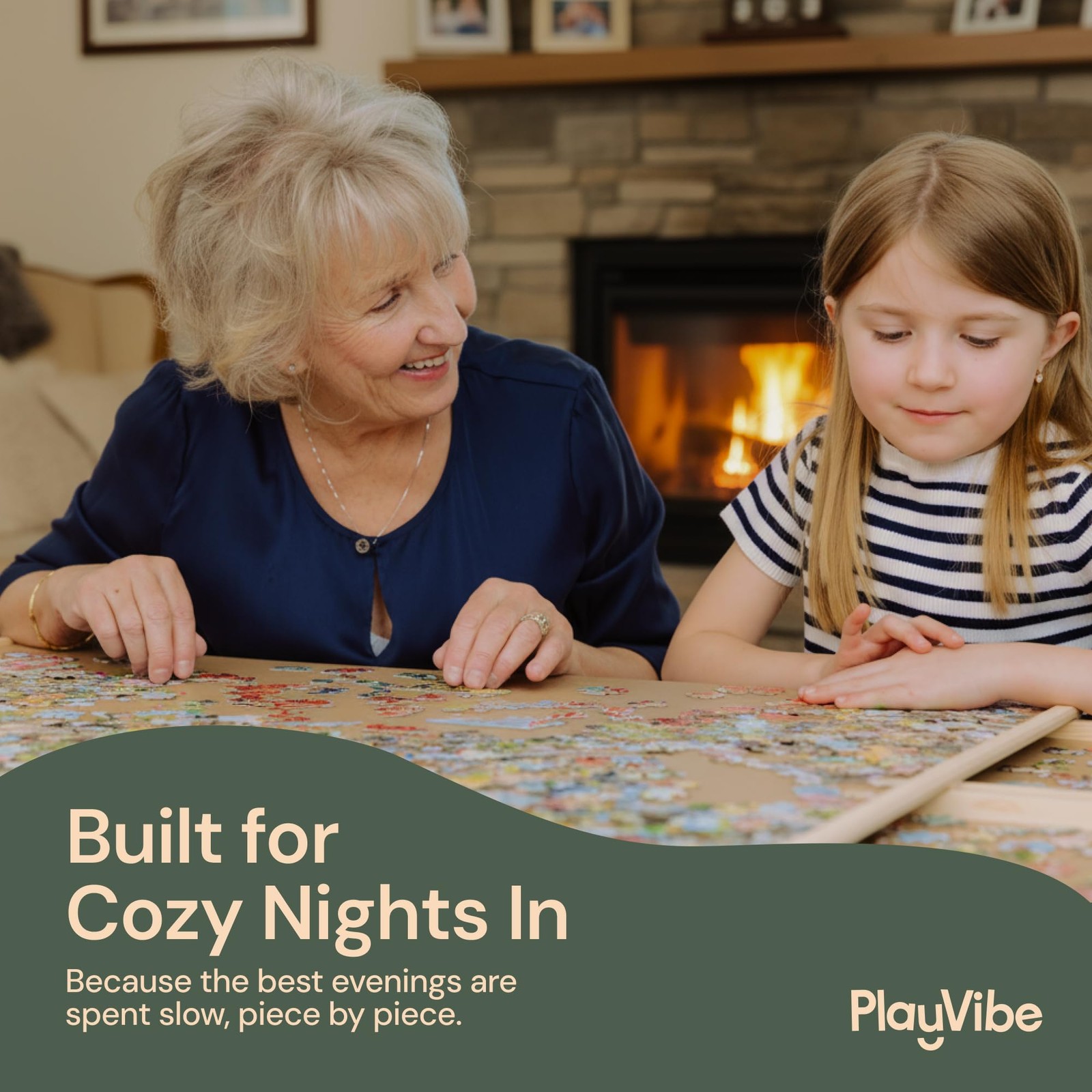 PLAYVIBE Rotating Puzzle Board - 1500 Pieces, 27 x 35 in - 6-Drawer Storage S...