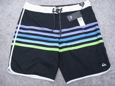 Quiksilver Board Shorts Mens 36 Striped Grass Roots 20 Swim Trunks New With Tags