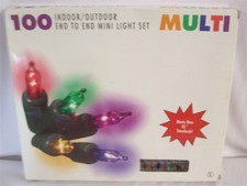 New 100 Ct Strand Miniature Lights Indoor/Outdoor Multi Color on Green Wire
