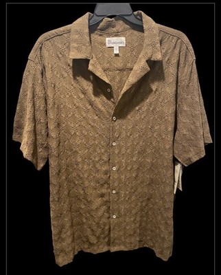 New No Boundaries Mens Eyelet Shirt Size 2XL (50-52) Woodchip Brown Short Sleeve