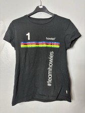 Howies Organic Cotton Graphic T-Shirt Women’s UK 10 Black Rainbow Stripe