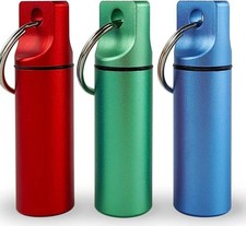 Keychain Medicine Pill Box Case Bottle Holder Waterproof Metal Container 3 PCS