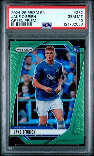 Jake O’Brien Everton Panini Prizm 24-25 Rookie RC /5 PSA 10