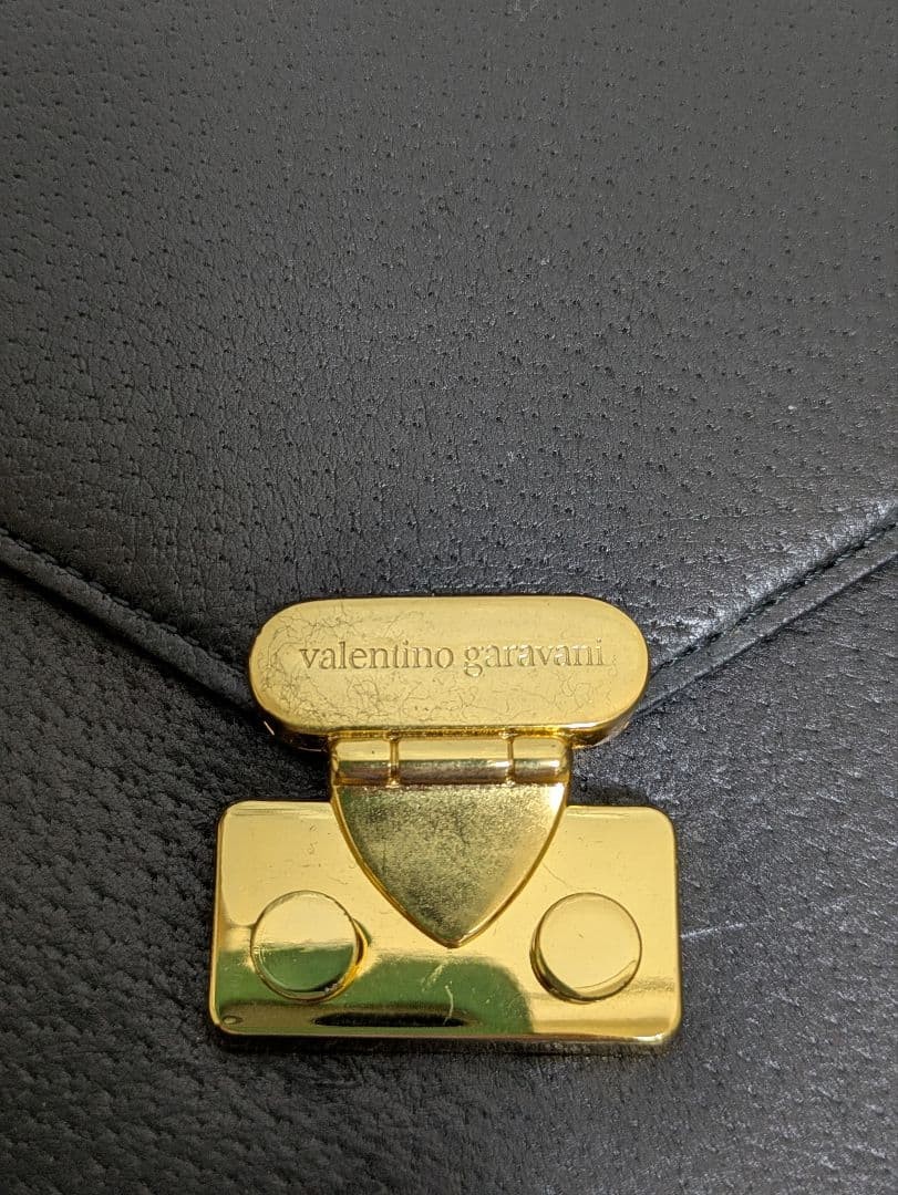 Valentino Garavani Black Leather Shoulder Bag, Elegant, Slightly Used Japan thumbnail 14