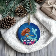 Personalized Disney The Little Mermaid Christmas Princess 2D Ceramic Ornament