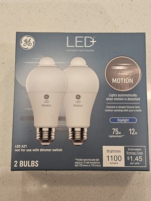 GE LED+ Motion Sensor Flood Light A21 Daylight 12W 1100 Lumens 2-Pack