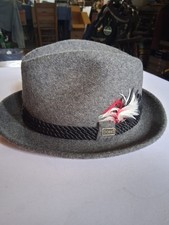 Vintage Dobbs Of Fifth Avenue Of New York Grey Felt Fedora Size 6 7/8 Black Band