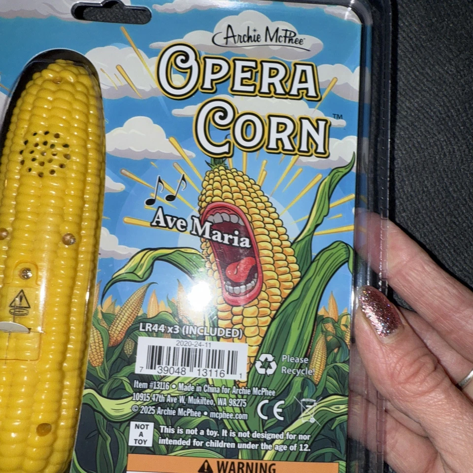 🌽 Ópera Cantando Maíz - Divertido Regalo Mordaza, Juguete Musical, ¡Figaro! - Archie McPhee Foto 3 de 4