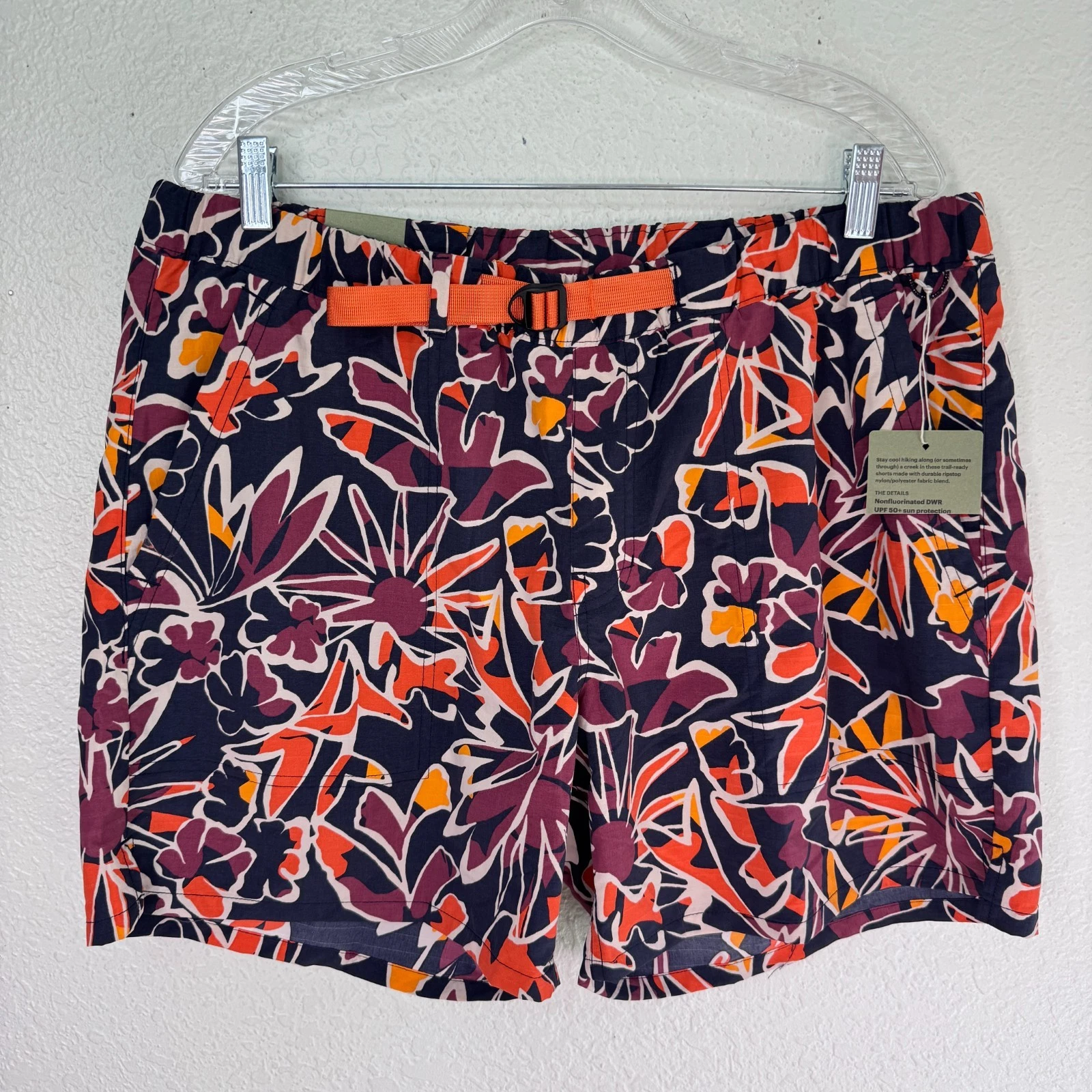 REI Trailmade Amphib Shorts Mens Large Belted Ripstop Hiking Swim UPF 50 NEW