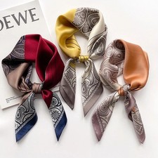 100 Pure Silk 27'' Scarf Women Vintage Triangle Paisley Kerchief Square Bandana