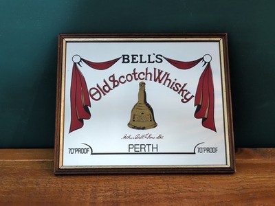 Bells Old Scotch Whisky Perth Vintage Werbung Spiegel Schild Pub Bar Breweriana