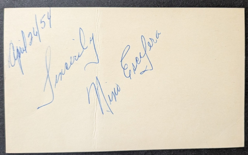 Nino Escalera - 1954 Debut Autographed Government Post Card - Deceased 2021