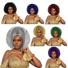 New Africa Hot Drill Gele Auto Head Wraps Cap Nigeria Wedding Party Turban Hat