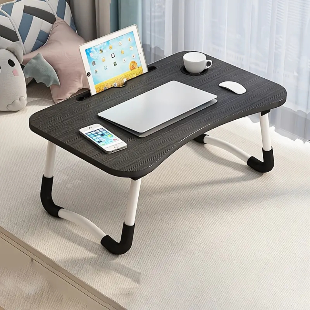 Adjustable Foldable Laptop Tray with Cup Holder for Bed or Lap Use-image