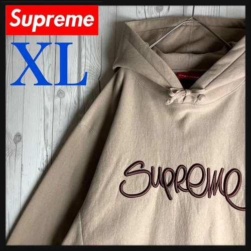 Supreme 3D Embroidered Logo Hoodie Beige, Brown XL(LL)