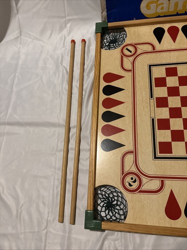 Vintage Carrom Wooden Game Board Table Set Model 108 USA Backgammon Checkers - Picture 7 of 12