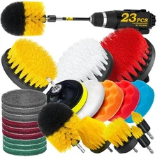 23Pack Drill Brush Attachments Set, Scrub Pads & Sponge, Buffing Pads, Power ...