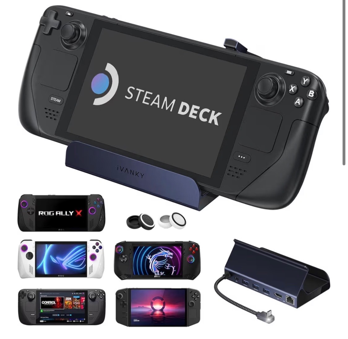 Steam Deck Dock, 8-in-1 Docking Station for ASUS ROG Ally X/Legion