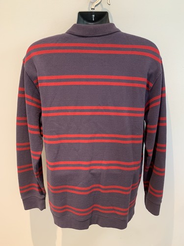 Maglione uomo Orvis Sport Traditions taglia L 3 bottoni Rn70534 righe viola e rosso - Foto 3 di 4
