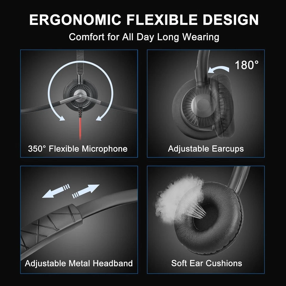 Callez USB Headset with ENC Dual Mic Noise Cancelling for PC Laptop Mac - Image 2 of 4