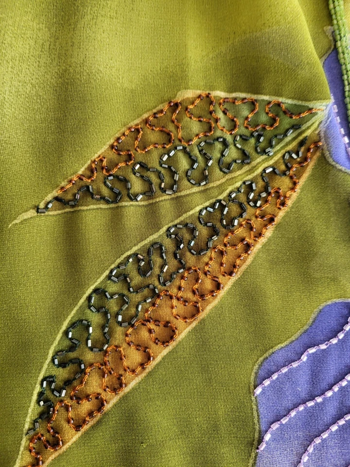 vtg 80's Asian Style Multi-Colored Glam Sequin Silk Party Formal Sheer Jacket - Image 4 of 4