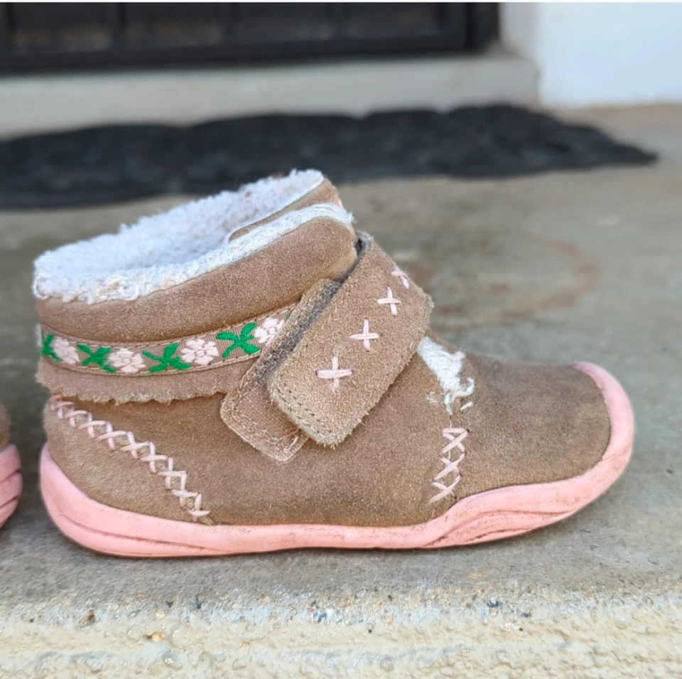 Sapatos infantis Pediped Grip n' Go Rosa cano alto, tamanho 6-6.5 - Imagem 3 de 4