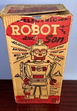 MARX  ELECTRIC ROBOT AND SON  WITH BOX  C. 1950'S  NON-WORKING