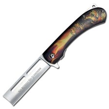 Cuchillo de afeitar Dragon Spring Assist "No Retreat No Surrender" YC-552DR nuevo #401