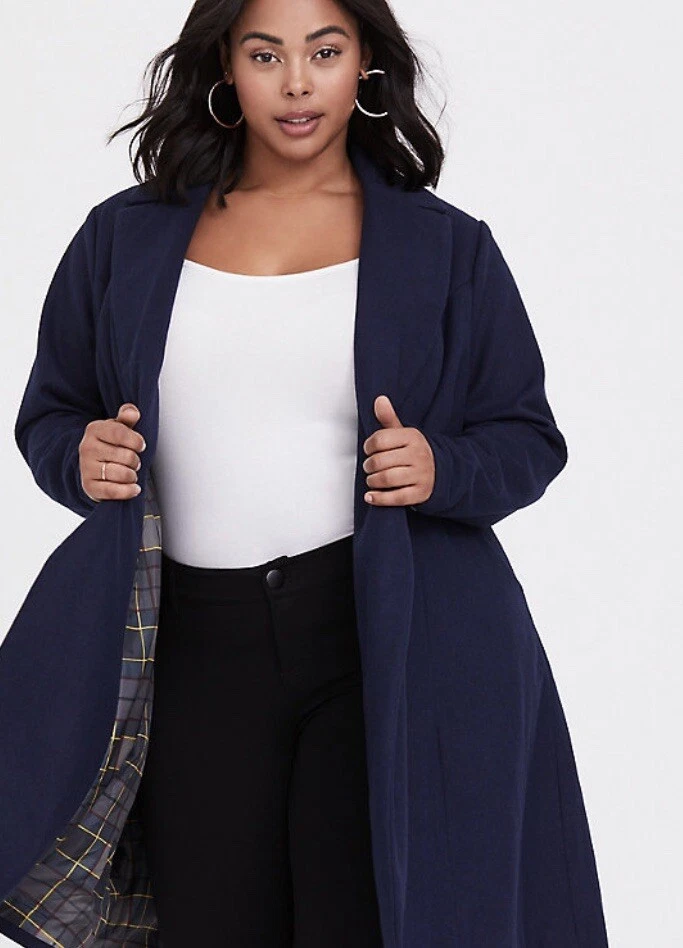 Womens Torrid Outlander Claire Navy double breasted Swing Coat Size 1 14-16  NWT