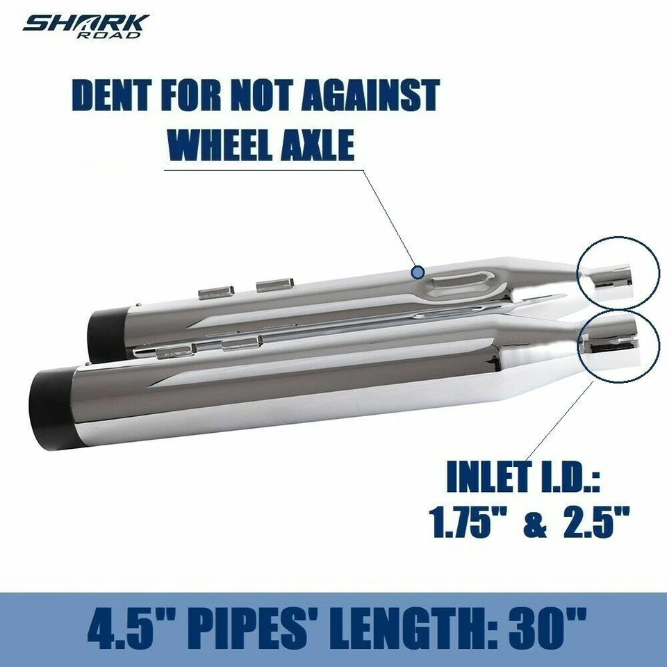 Silenciadores antideslizantes SHARKROAD 4,5" para escape Harley Touring 17-UP súper bonitos Foto 3 de 4