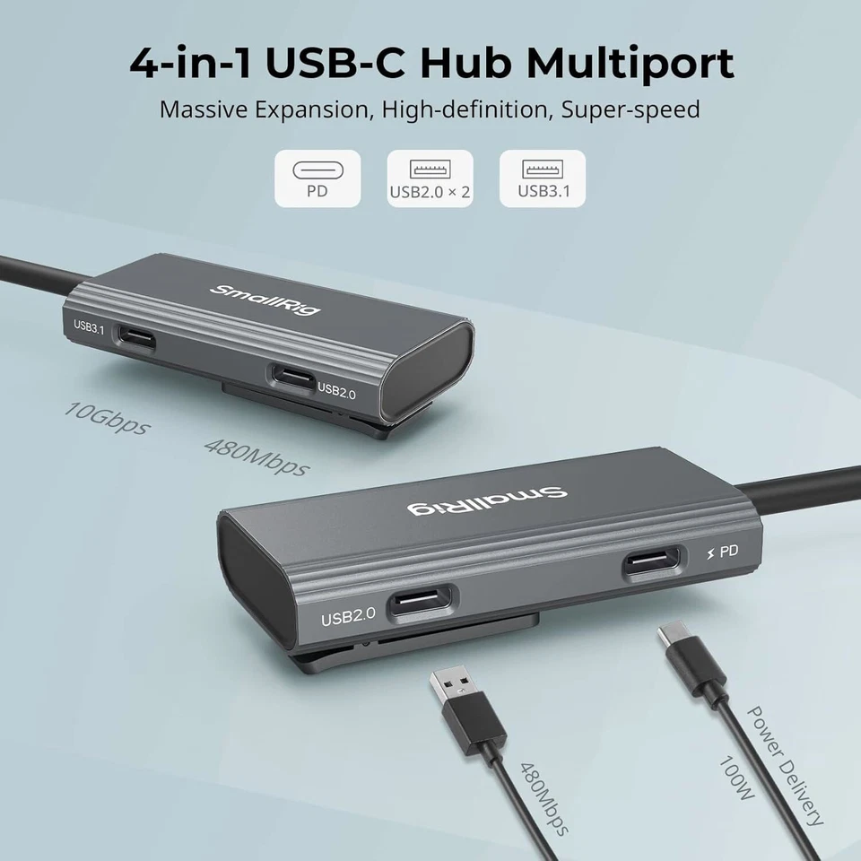 SmallRig USB-C Hub 4-in-1 PD/USB-C 3.1/USB-C 2.0 with Audio Adapter for iphone - Image 4 of 4