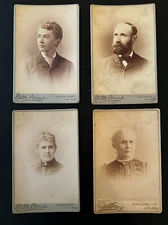 Lot Of 4 1890's Cabinet Cards  Photos William M. Wires Studio Lynn MA Women Man
